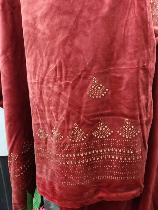 Rust Velvet Fully Stretchable Suit - Image 4