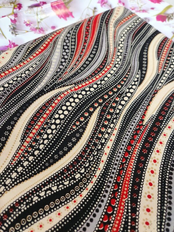 Muslin cotton suit with matching black bottom with pure fabric dupatta - Image 2