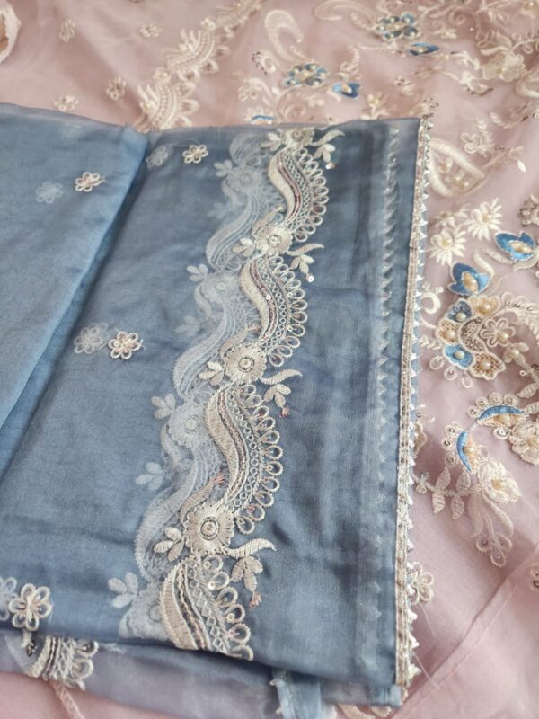 pakistani organza emroided suit - Image 5