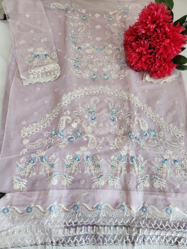 pakistani organza emroided suit - Image 6