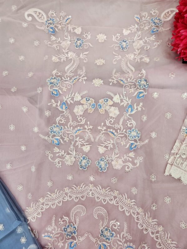 pakistani organza emroided suit - Image 2