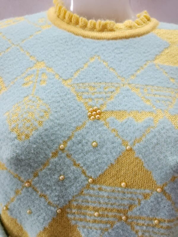 Yellow Blue Woolen full size Top - Image 2