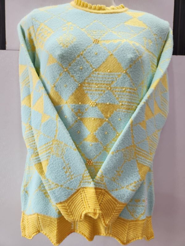 Yellow Blue Woolen full size Top - Image 3