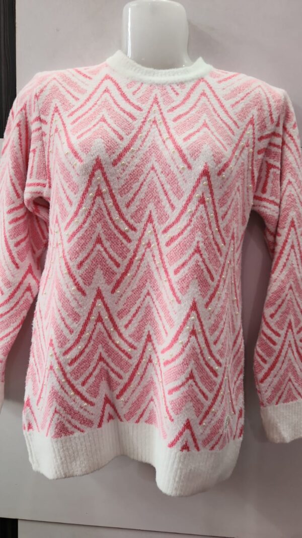 Pretty pink Woolen top with pearl detailing