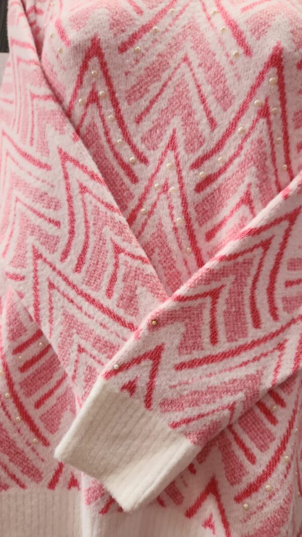 Pretty pink Woolen top with pearl detailing - Image 2