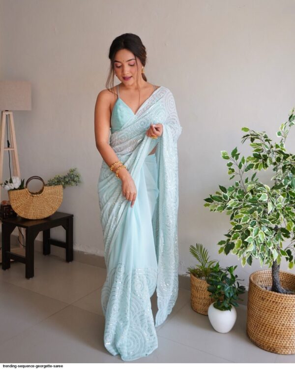 Trending sequence  Georgette fabric saree