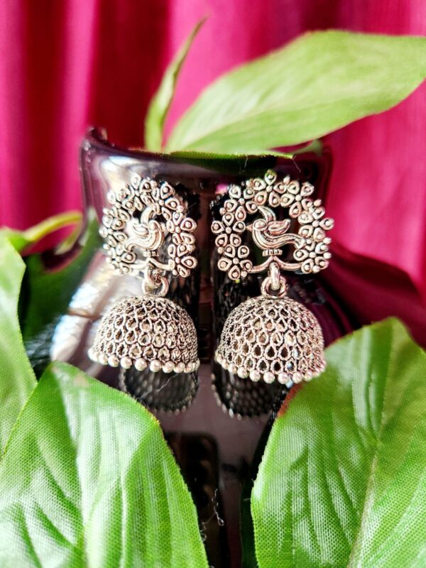 Oxidized black metal jhumka