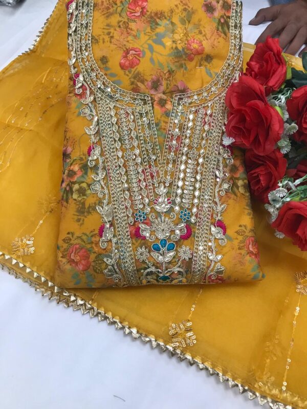 Beautiful Yellow Organza Suit