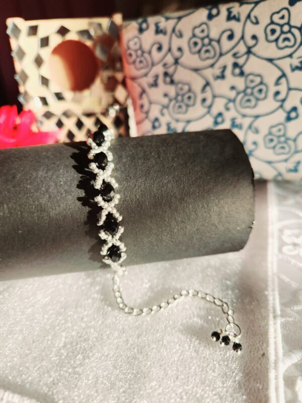 HFS Black And White crystal beads handcrafted bracelet.  - Image 3