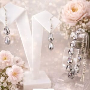 HFS Gray Metallic drop bead earrings with Bracelet combo