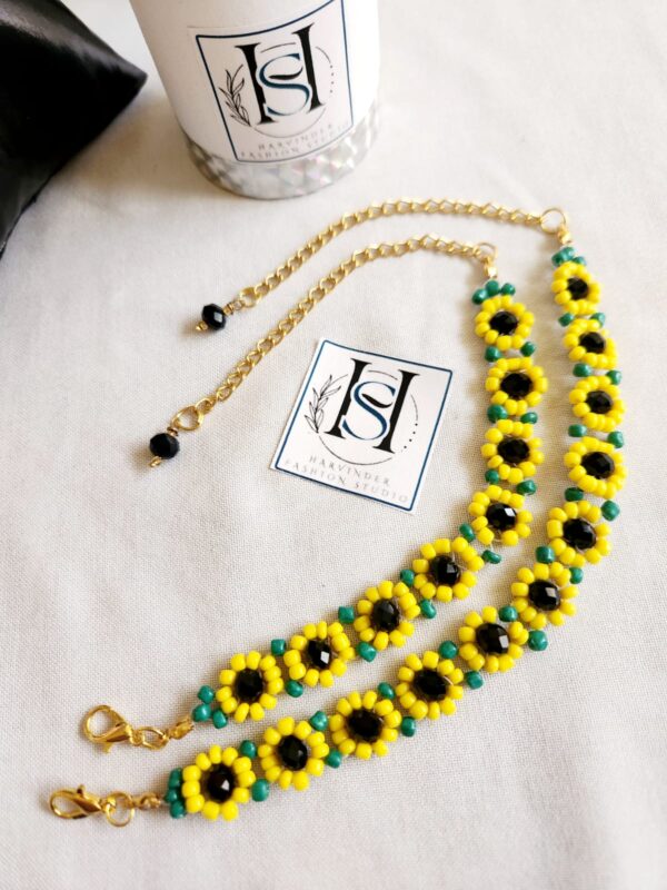 HFS Handcrafted Sunflower Glass Beads Bracelet Available 2 in Sizes