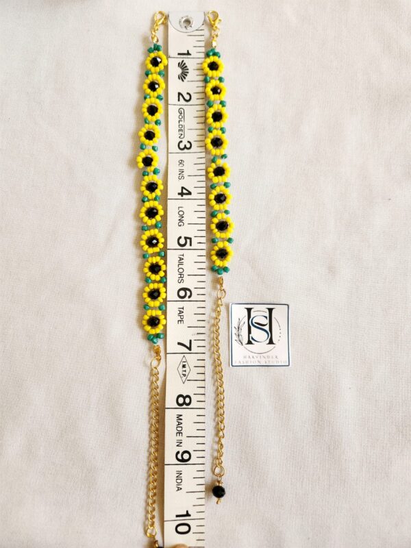HFS Handcrafted Sunflower Glass Beads Bracelet Available 2 in Sizes - Image 3
