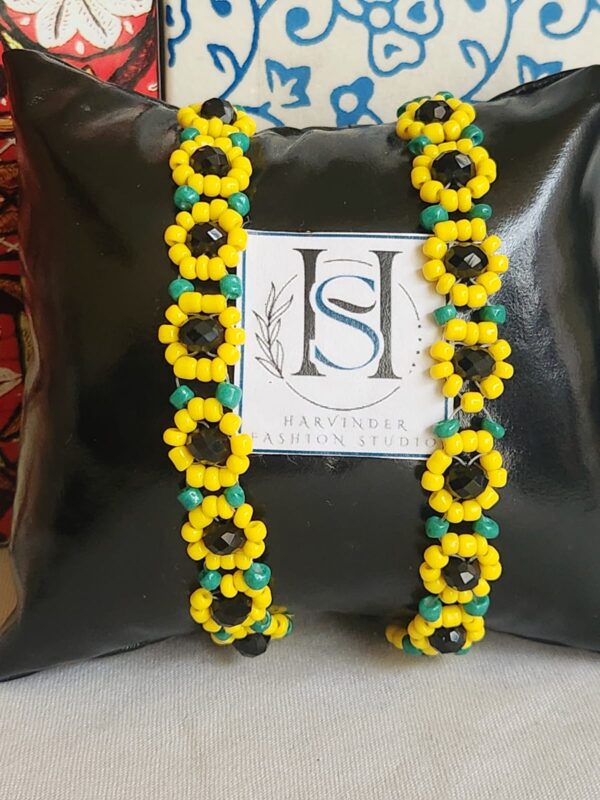 HFS Handcrafted Sunflower Glass Beads Bracelet Available 2 in Sizes - Image 4