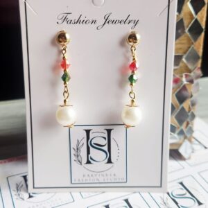HFS Red And Green Christmas Pearl Earrings